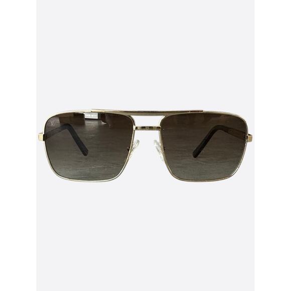 Louis Vuitton Gold Damier Attitude Pilot Sunglasses - Picture 1 of 5